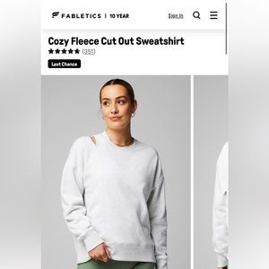 brand new fabletics fleece cut out sweatshirt
